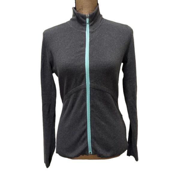Title Nine Womens Full Zip Golf Jacket Ribbed Hem Fitted Dark Gray Size Small - Picture 1 of 4